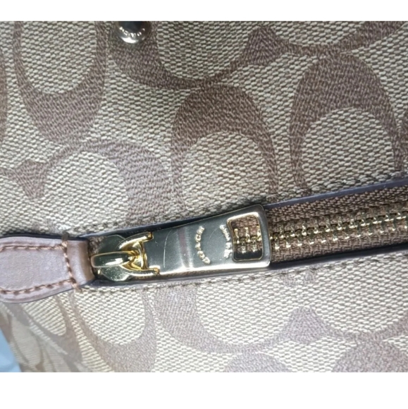Coach Gallery Tote Signature Canvas  Gold khaki Saddle CarryAll F79609 MSRP $378 - Picture 13 of 15